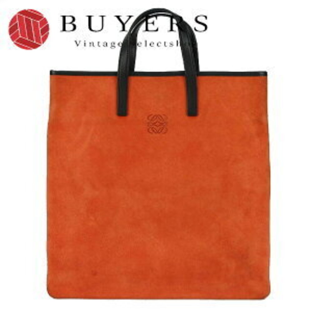 LOEWE Anagram Nappa Leather Handbag Orange Suede